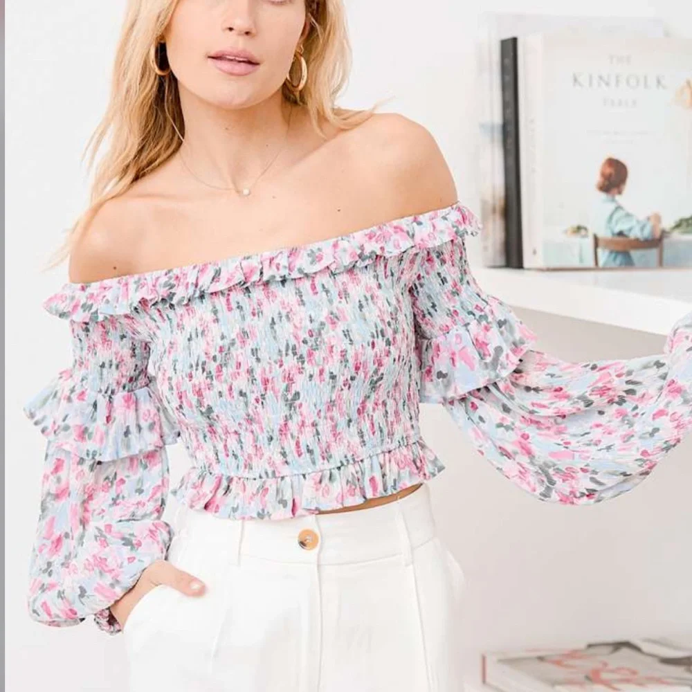 Lulu’s What A Joy Off-The-Shoulder Top (Size: S) - Picture 3 of 13